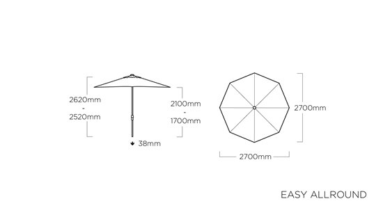 PARASOL OGRODOWY EASY ALLROUND 270CM KETTLER