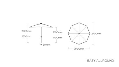 PARASOL OGRODOWY EASY ALLROUND 270CM KETTLER